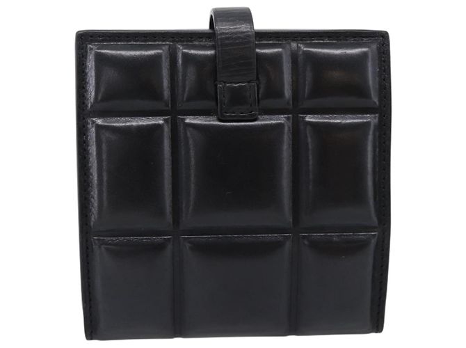 Bottega Veneta Padded Compact Wallet Leather Black Gold Tone - vista 2