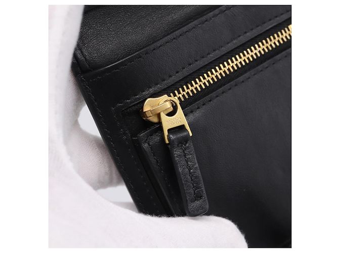 Bottega Veneta Padded Compact Wallet Leather Black Gold Tone - vista 20