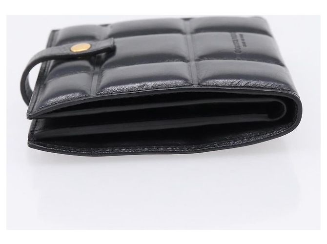 Bottega Veneta Padded Compact Wallet Leather Black Gold Tone - vista 3