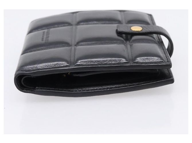 Bottega Veneta Padded Compact Wallet Leather Black Gold Tone - vista 4