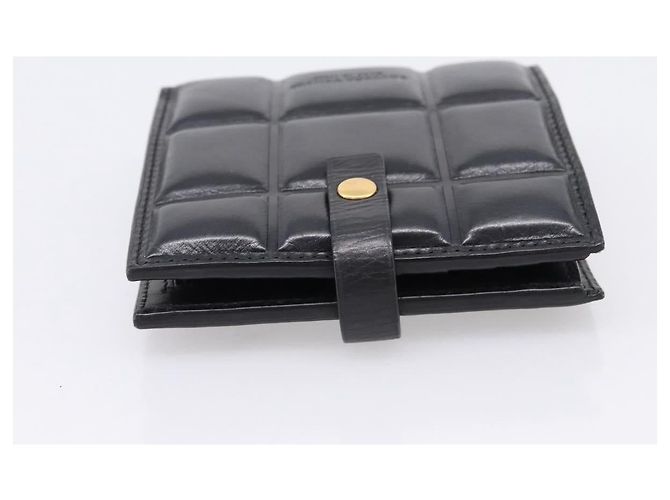 Bottega Veneta Padded Compact Wallet Leather Black Gold Tone - vista 5