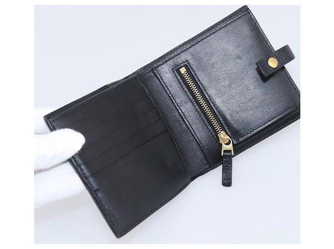 Bottega Veneta Padded Compact Wallet Leather Black Gold Tone - vista 8