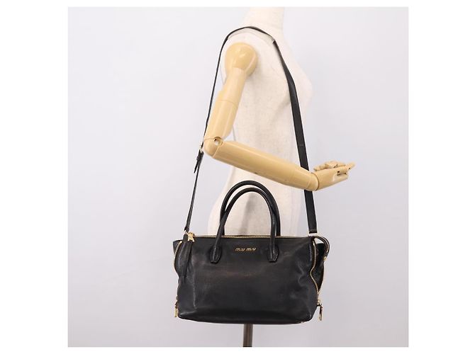 Miu Miu Hand Bag Leather 2way Black Gold - vista 27