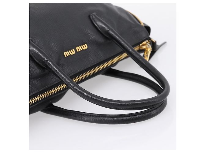 Miu Miu Hand Bag Leather 2way Black Gold - vista 7