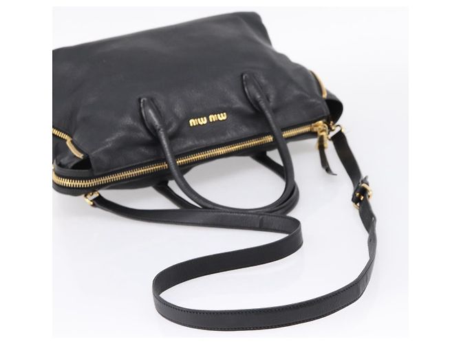 Miu Miu Hand Bag Leather 2way Black Gold - vista 8