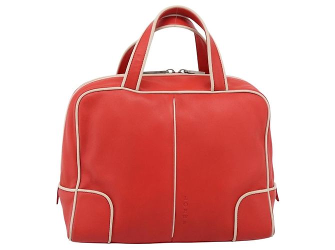 LOEWE Hand Bag Leather Red Silver - vista 13