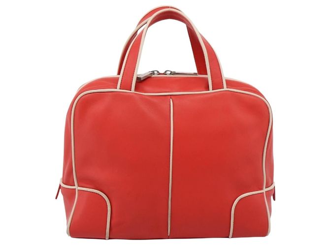 LOEWE Hand Bag Leather Red Silver - vista 2
