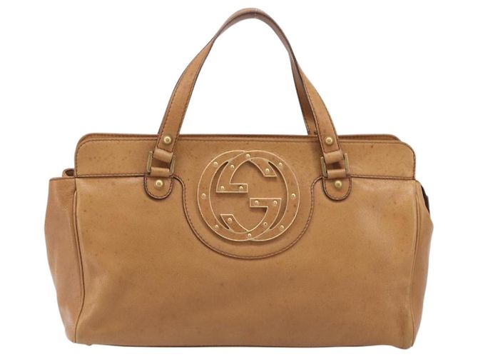 GUCCI Interlocking Hand Bag Leather Brown Gold 121551 - vista 13