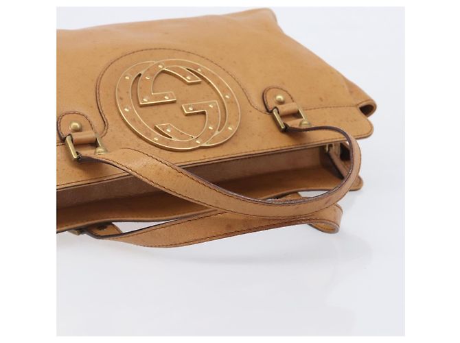 GUCCI Interlocking Hand Bag Leather Brown Gold 121551 - vista 7