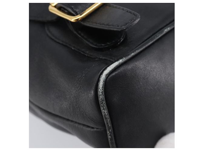GUCCI Bamboo Backpack Leather Black Gold Tone 003 2034 0030 - vista 18