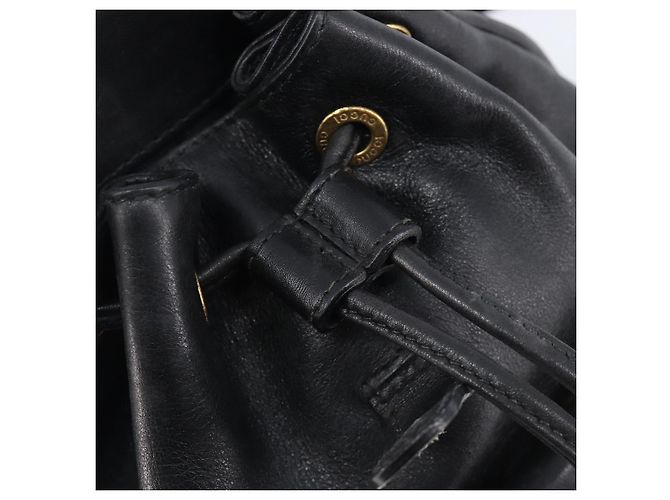 GUCCI Bamboo Backpack Leather Black Gold Tone 003 2034 0030 - vista 22