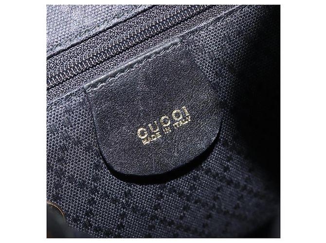 GUCCI Bamboo Backpack Leather Black Gold Tone 003 2034 0030 - vista 24