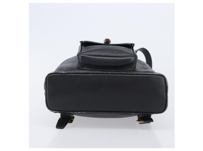GUCCI Bamboo Backpack Leather Black Gold Tone 003 2034 0030 - vista 5
