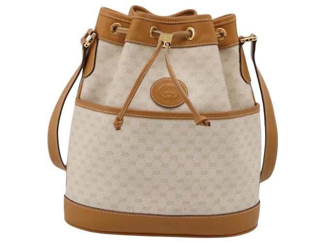 GUCCI Micro GG Supreme Shoulder Bag PVC White Gold - vista 13