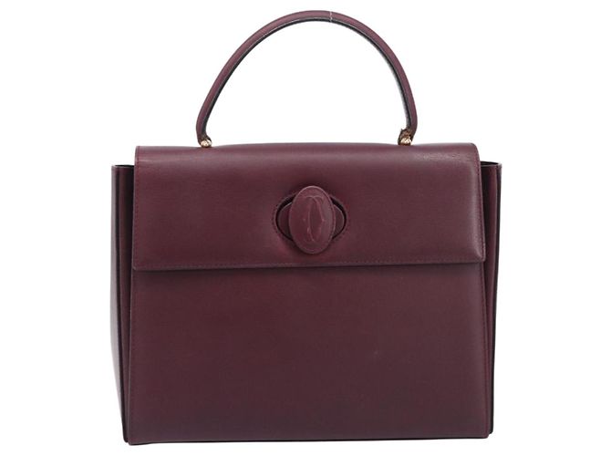 Cartier Must Line Hand Bag Leather Bordeaux Gold - vista 13