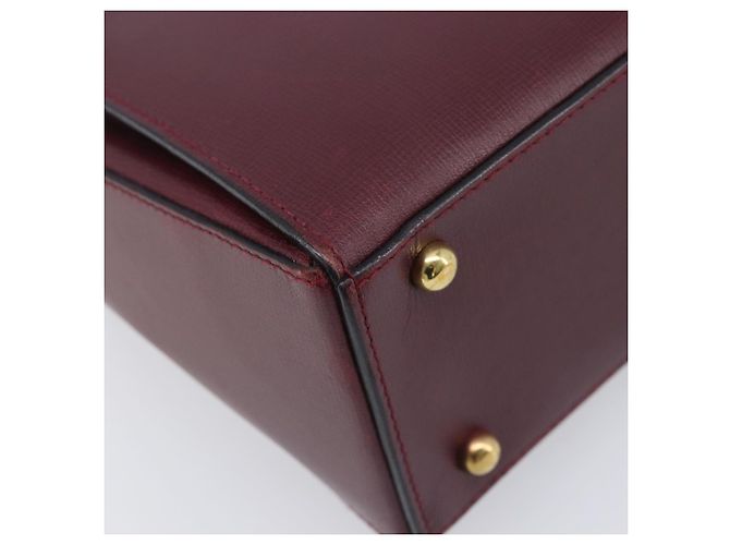 Cartier Must Line Hand Bag Leather Bordeaux Gold - vista 14
