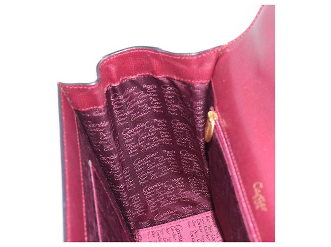 Cartier Must Line Hand Bag Leather Bordeaux Gold - vista 21