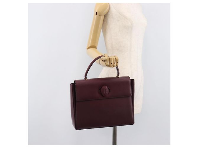 Cartier Must Line Hand Bag Leather Bordeaux Gold - vista 25