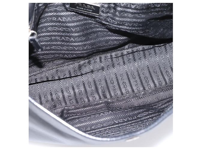 PRADA Shoulder Bag Leather Black Silver - vista 11