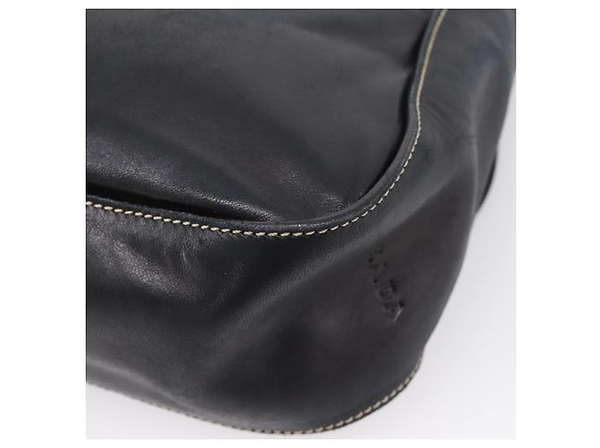PRADA Shoulder Bag Leather Black Silver - vista 16