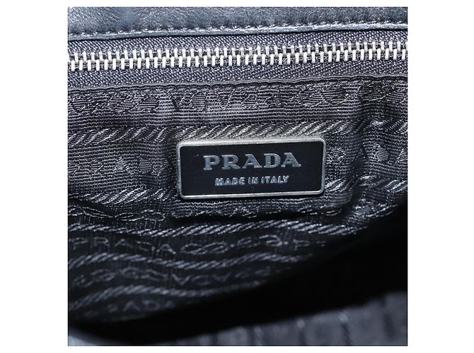 PRADA Shoulder Bag Leather Black Silver - vista 20