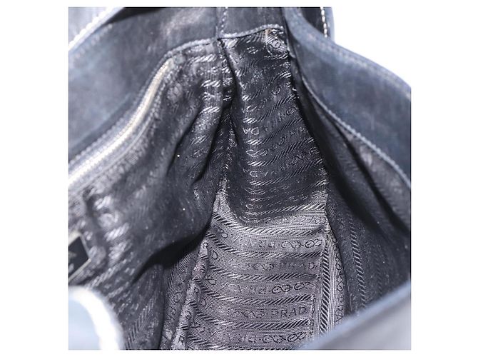 PRADA Shoulder Bag Leather Black Silver - vista 21