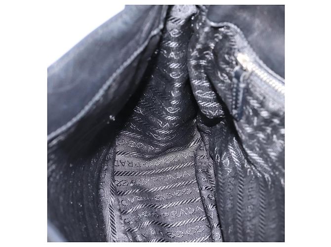 PRADA Shoulder Bag Leather Black Silver - vista 22