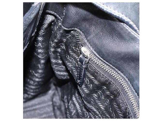 PRADA Shoulder Bag Leather Black Silver - vista 23