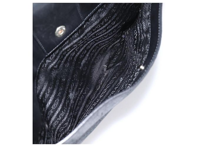 PRADA Shoulder Bag Leather Black Silver - vista 25