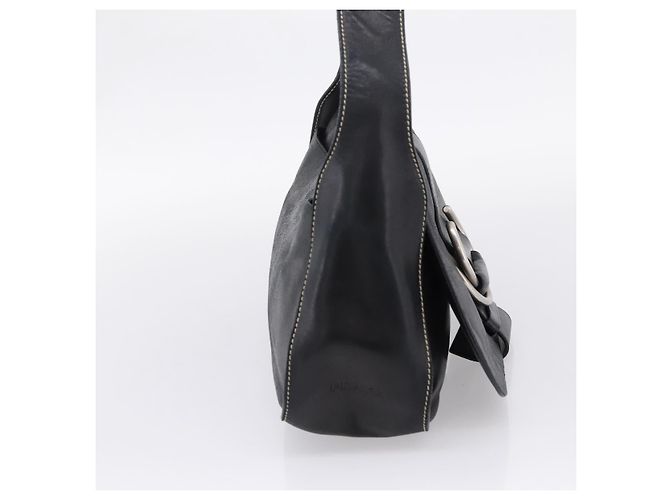 PRADA Shoulder Bag Leather Black Silver - vista 3