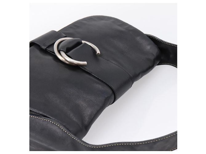 PRADA Shoulder Bag Leather Black Silver - vista 6