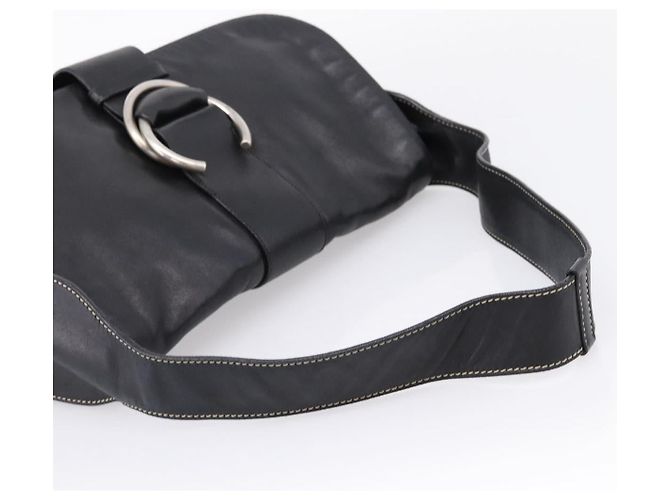 PRADA Shoulder Bag Leather Black Silver - vista 7