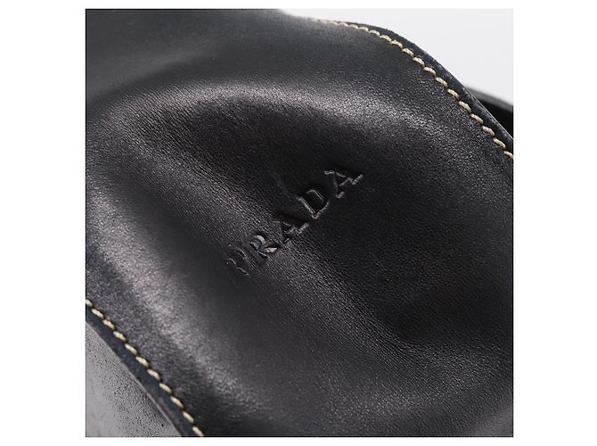 PRADA Shoulder Bag Leather Black Silver - vista 9