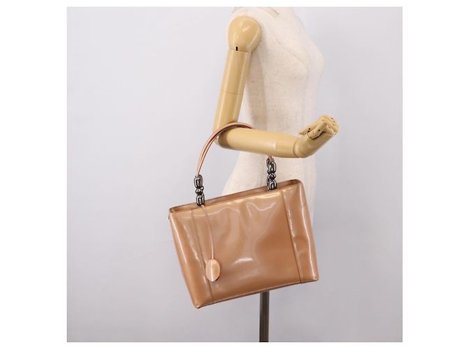 Christian Dior Maris Pearl Hand Bag Patent leather Pink Silver - vista 23