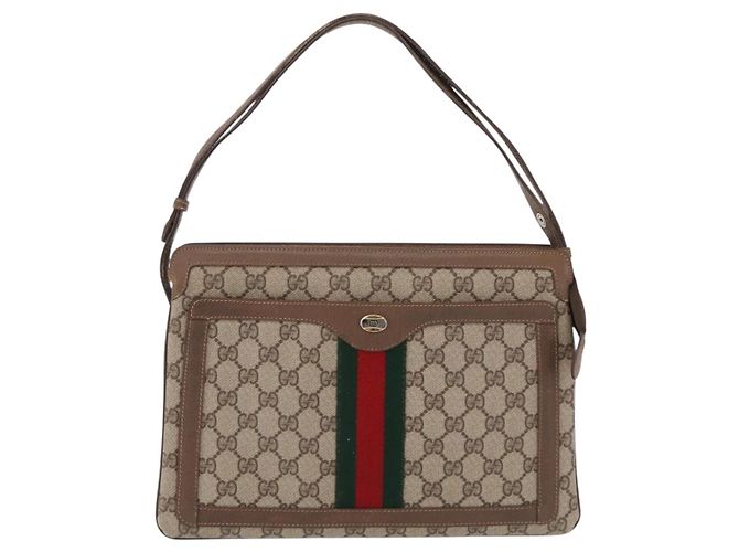 GUCCI GG Supreme Web Sherry Line Shoulder Bag PVC Beige 14 02 013 - vista 13
