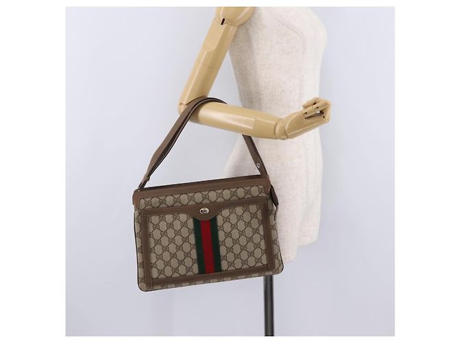 GUCCI GG Supreme Web Sherry Line Shoulder Bag PVC Beige 14 02 013 - vista 27
