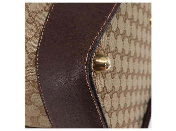 GUCCI GG Canvas Web Sherry Line Boston Bag Beige Gold Tone - vista 10
