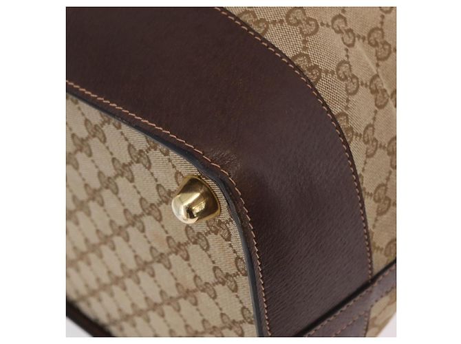 GUCCI GG Canvas Web Sherry Line Boston Bag Beige Gold Tone - vista 13