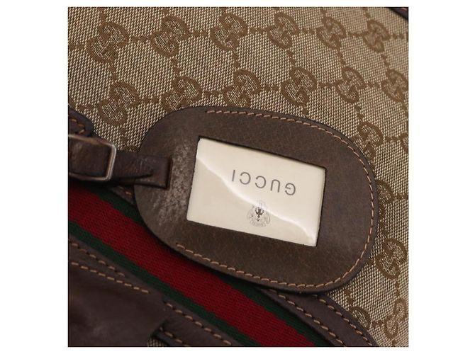 GUCCI GG Canvas Web Sherry Line Boston Bag Beige Gold Tone - vista 14