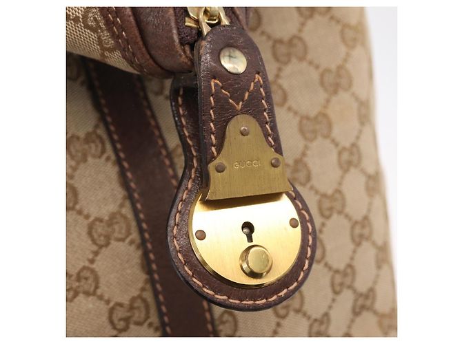 GUCCI GG Canvas Web Sherry Line Boston Bag Beige Gold Tone - vista 16