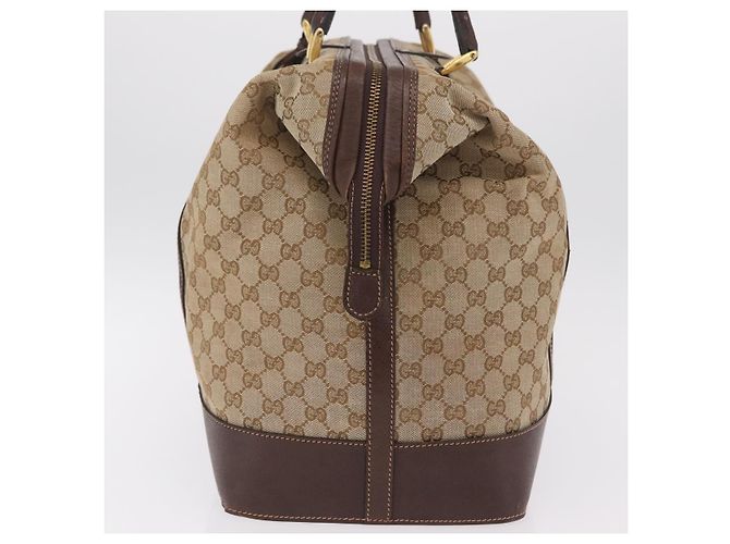 GUCCI GG Canvas Web Sherry Line Boston Bag Beige Gold Tone - vista 4