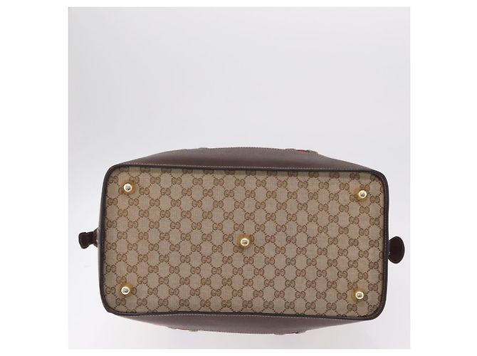GUCCI GG Canvas Web Sherry Line Boston Bag Beige Gold Tone - vista 9