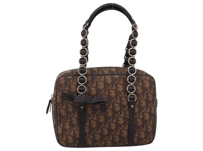 Christian Dior Trotter Romantic Shoulder Bag PVC Brown Silver - vista 2