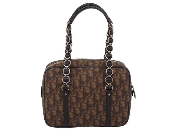 Christian Dior Trotter Romantic Shoulder Bag PVC Brown Silver - vista 3