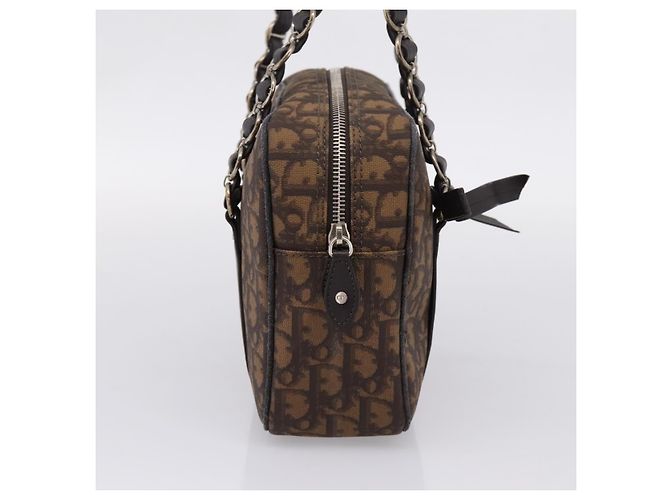 Christian Dior Trotter Romantic Shoulder Bag PVC Brown Silver - vista 4