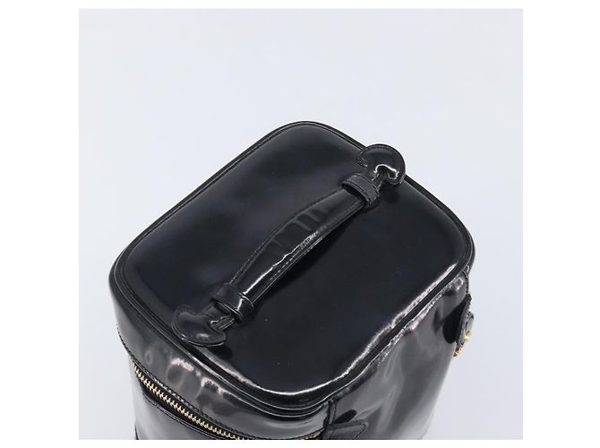 CHANEL COCO Mark Cosmetic Pouch patent Black Gold Tone CC - vista 6