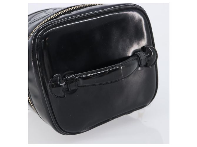 CHANEL COCO Mark Cosmetic Pouch patent Black Gold Tone CC - vista 7