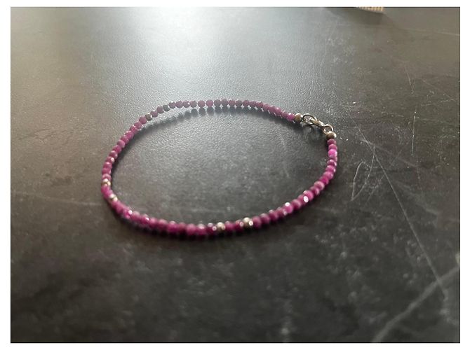 Autre Marque Bracciale in perle di rubino e argento - vista 3