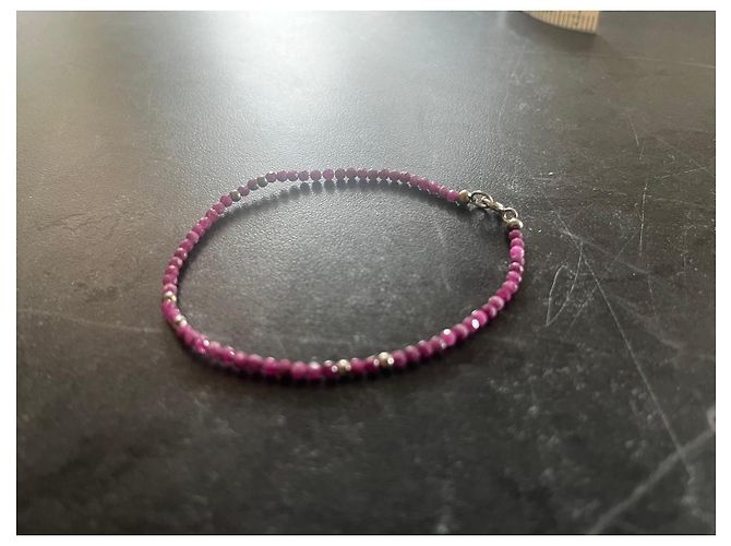 Autre Marque Bracciale in perle di rubino e argento - vista 4