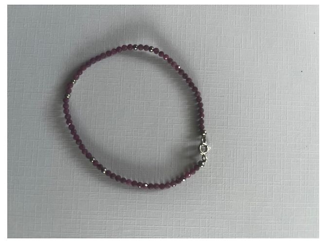 Autre Marque Bracciale in perle di rubino e argento - vista 5